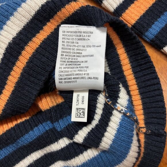 American Eagle Womens Long Sleeve Henley Size XS Striped Cropped Y2K 90's - Picture 9 of 10